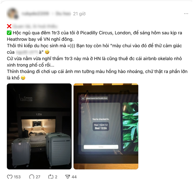 Khách Việt hoảng hồn khi nhận phòng khách sạn 1,3 triệu tại London, vì sao?- Ảnh 1.