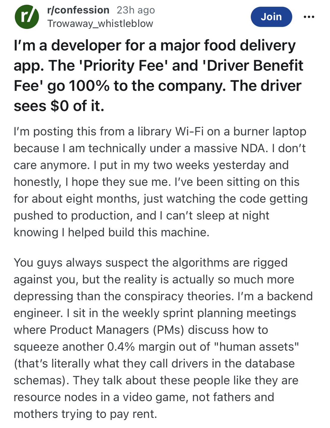 Coder phơi b&agrave;y sự lừa đảo trong ứng dụng giao đồ ăn: Chi&ecirc;u tr&ograve; b&oacute;c lột t&agrave;i xế v&agrave; người d&ugrave;ng - Ảnh 1.