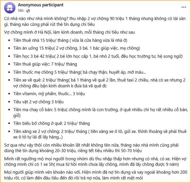 Bảng chi tiêu “không cứu nổi”: Thu nhập 90 triệu/tháng vẫn âm tiền, hôn nhân đang nuôi nhau hay đang "rút máu" nhau?- Ảnh 1.