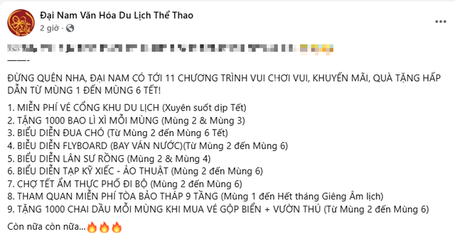 Khu du lịch Đại Nam của bà Nguyễn Phương Hằng liên tiếp tung thông báo đặc biệt - Ảnh 2. Khu du lịch Đại Nam của bà Nguyễn Phương Hằng liên tiếp tung thông báo đặc biệt - Ảnh 2.