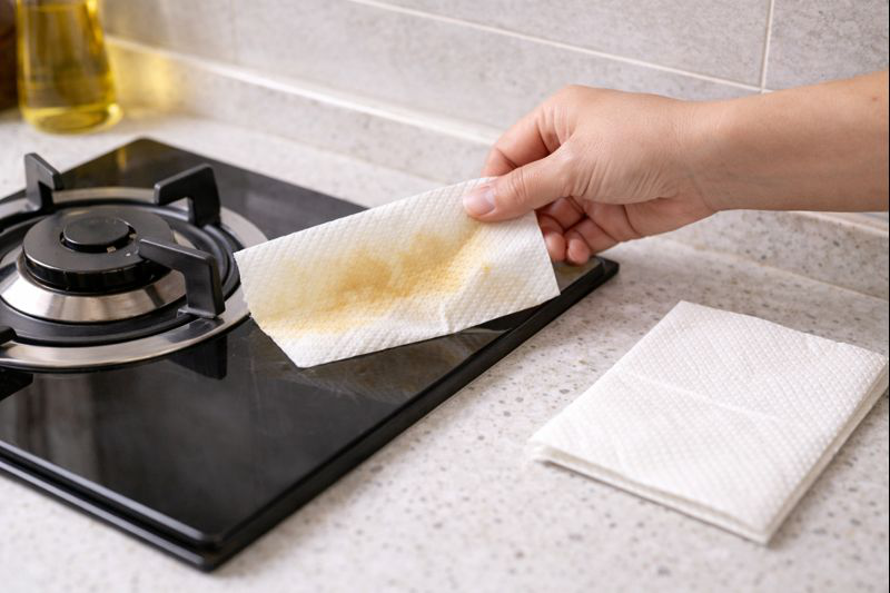 Học mẹ t&ocirc;i: Đặt khăn giấy v&agrave;o đ&uacute;ng vị tr&iacute; n&agrave;y trong bếp - dầu mỡ giảm hẳn, bếp sạch gấp 5 lần- Ảnh 3.