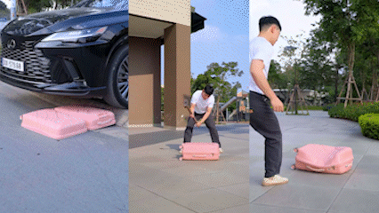 Dân mạng truy tìm danh tính chiếc vali “chấp cả ô tô” đang viral: Test độ bền thật hay chiêu trò? - Ảnh 1. Dân mạng truy tìm danh tính chiếc vali “chấp cả ô tô” đang viral: Test độ bền thật hay chiêu trò? - Ảnh 1.