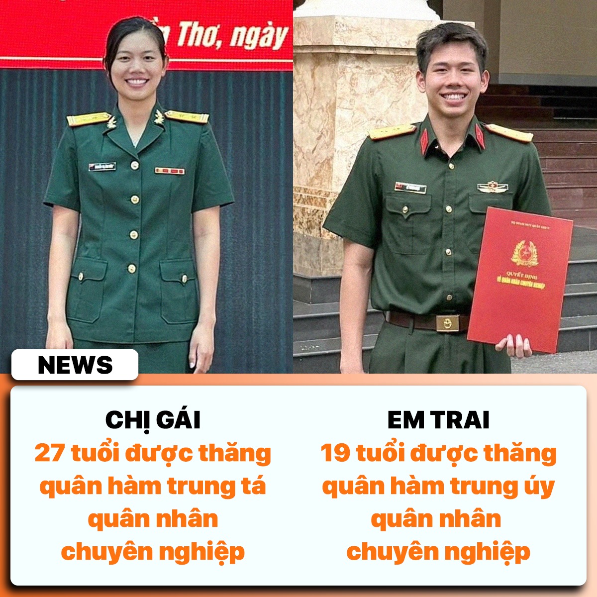 &Aacute;nh Vi&ecirc;n 27 tuổi thăng h&agrave;m trung t&aacute;, em trai 19 tuổi trung u&yacute; qu&acirc;n nh&acirc;n chuy&ecirc;n nghiệp: Nh&agrave; n&agrave;y đỉnh qu&aacute;!- Ảnh 1.