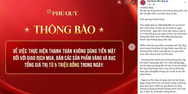 Một doanh nghiệp vàng bạc lớn không nhận thanh toán qua ví điện tử - Ảnh 1.