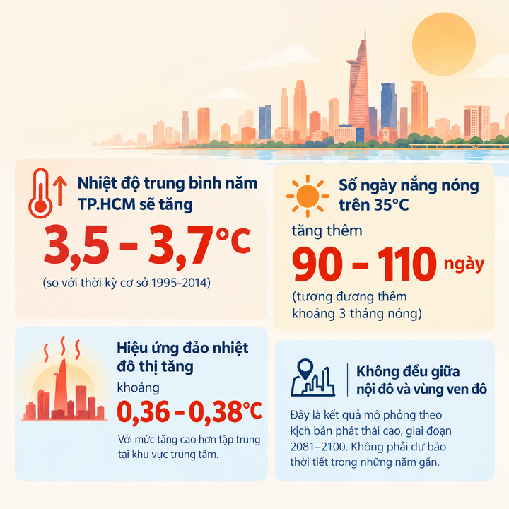 Nhiệt độ trung bình TP . HCM sẽ tăng gần 4 ° C vào cuối thế kỷ 21 - Ảnh 1.