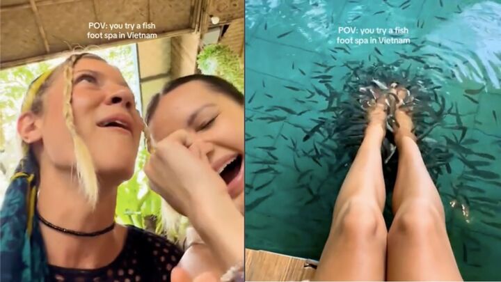Kh&aacute;ch T&acirc;y đi massage vịt, c&aacute; ở Việt Nam khen 'kỹ thuật vi&ecirc;n rất tốt, rất h&agrave;i' - Ảnh 1.