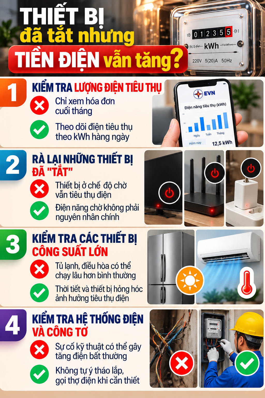 Giải ph&aacute;p khi đ&atilde; tắt nhiều thiết bị nhưng h&oacute;a đơn tiền điện vẫn tăng - Ảnh 2.