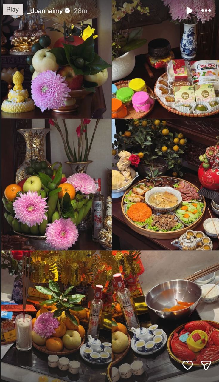 Doãn Hải My trang trí biệt thự chục tỷ đón Tết, được khen vừa đẹp vừa khéo vì mâm cỗ cúng ông Công ông Táo - Ảnh 1.