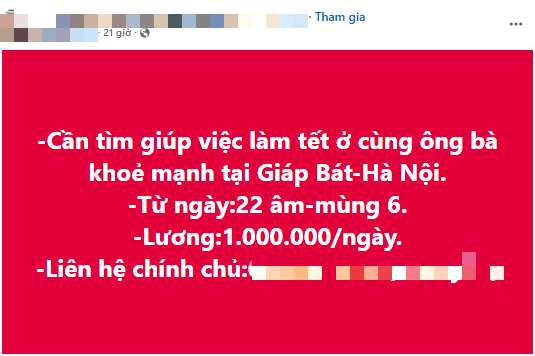 Thu&ecirc; gi&uacute;p việc ngủ lại, chăm &ocirc;ng b&agrave;, bố mẹ U60, U70 ng&agrave;y Tết: Trả lương 10 triệu trong 10 ng&agrave;y nhưng kh&ocirc;ng phải ai cũng l&agrave;m được- Ảnh 1.