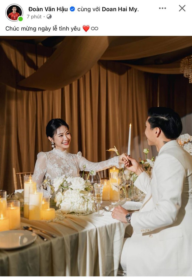 Sao tuyển Việt Nam đ&oacute;n 14/2: Văn Hậu - Do&atilde;n Hải My cực t&igrave;nh, Đức Huy c&ocirc;ng khai ảnh cưới với MC M&ugrave; Tạt  - Ảnh 1.