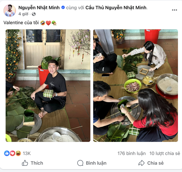 Sao tuyển Việt Nam đ&oacute;n 14/2: Văn Hậu - Do&atilde;n Hải My cực t&igrave;nh, Đức Huy c&ocirc;ng khai ảnh cưới với MC M&ugrave; Tạt  - Ảnh 4.