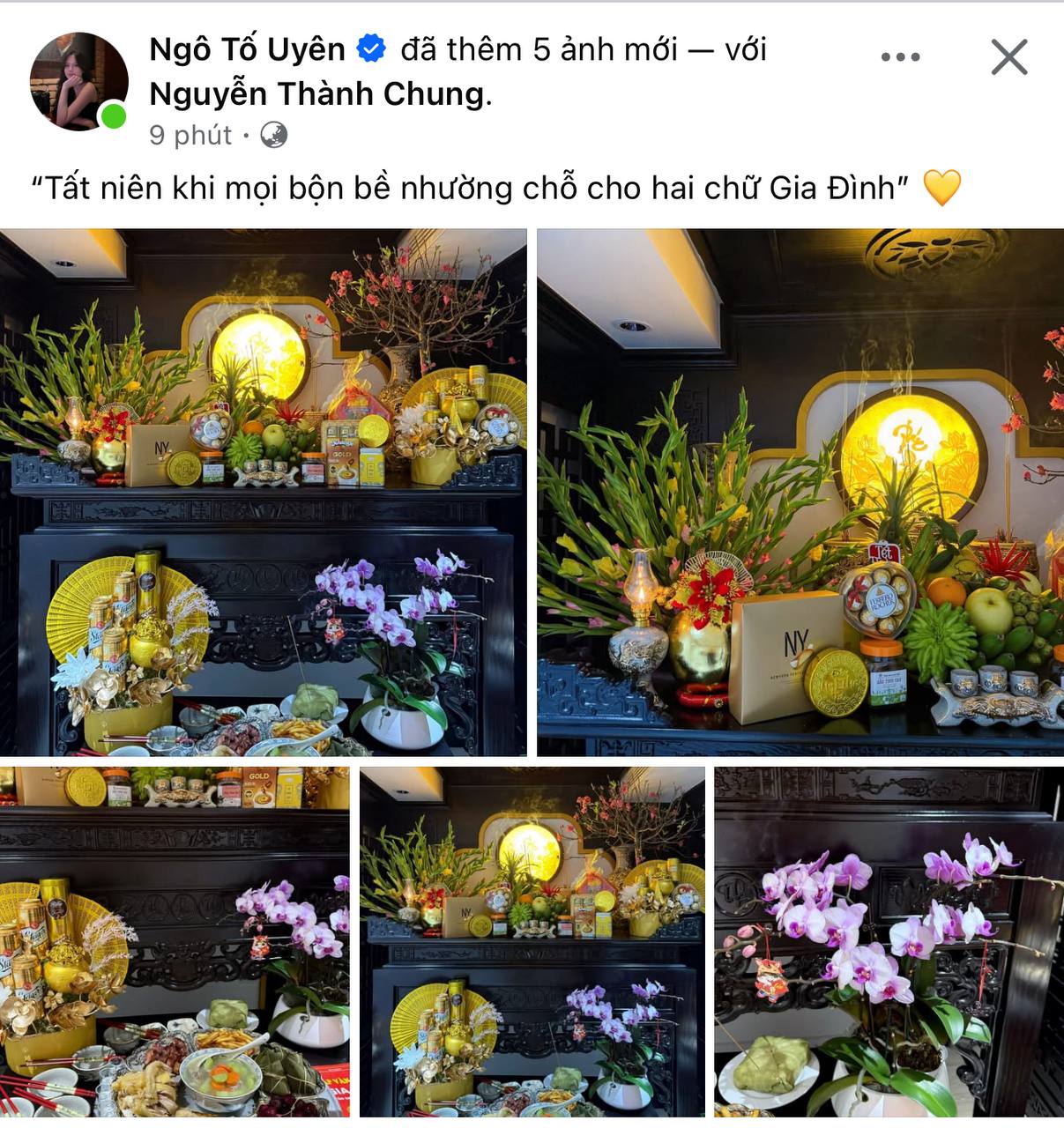 Cận cảnh ban thờ Tết "đủ đầy, sang xịn" trong căn biệt thự của vợ chồng Thành Chung - Ngô Tố Uyên - Ảnh 1.