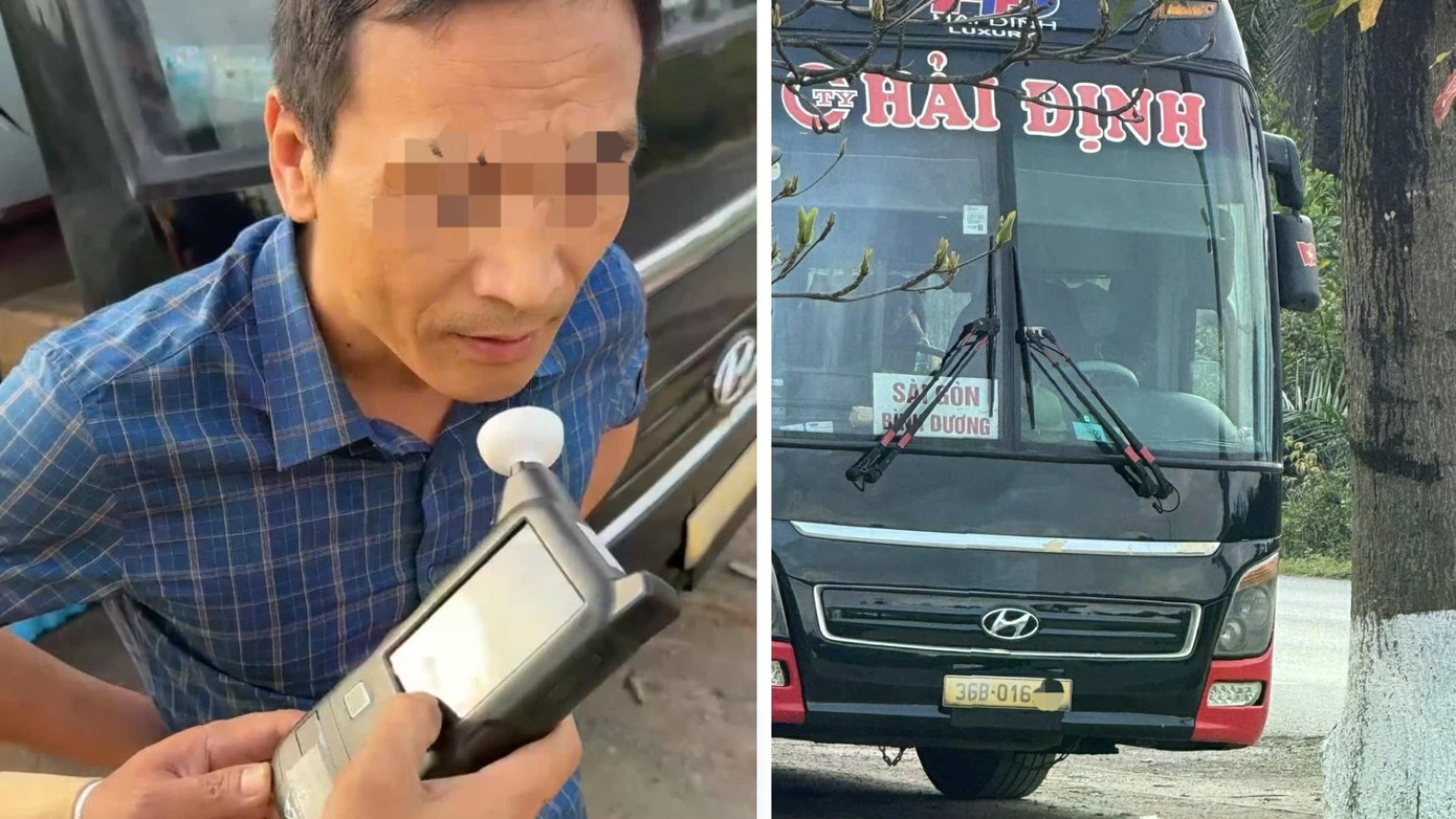 Tài xế khách 42 chỗ vi phạm nồng độ cồn và không có giấy phép lái xe - Ảnh 1.