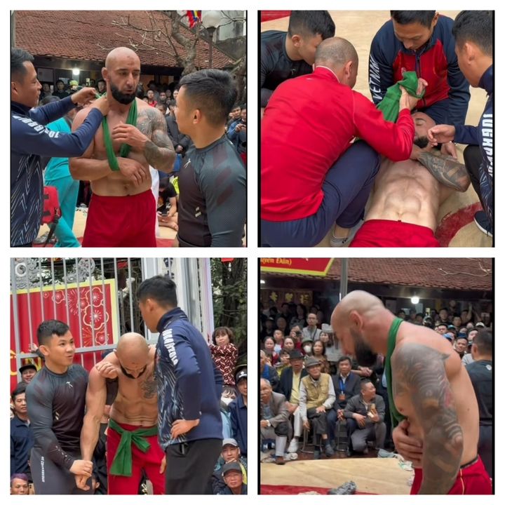 Đô vật Nga trật cả khớp vai khi đấu giải hội làng với võ sĩ Việt Nam  - Ảnh 2.