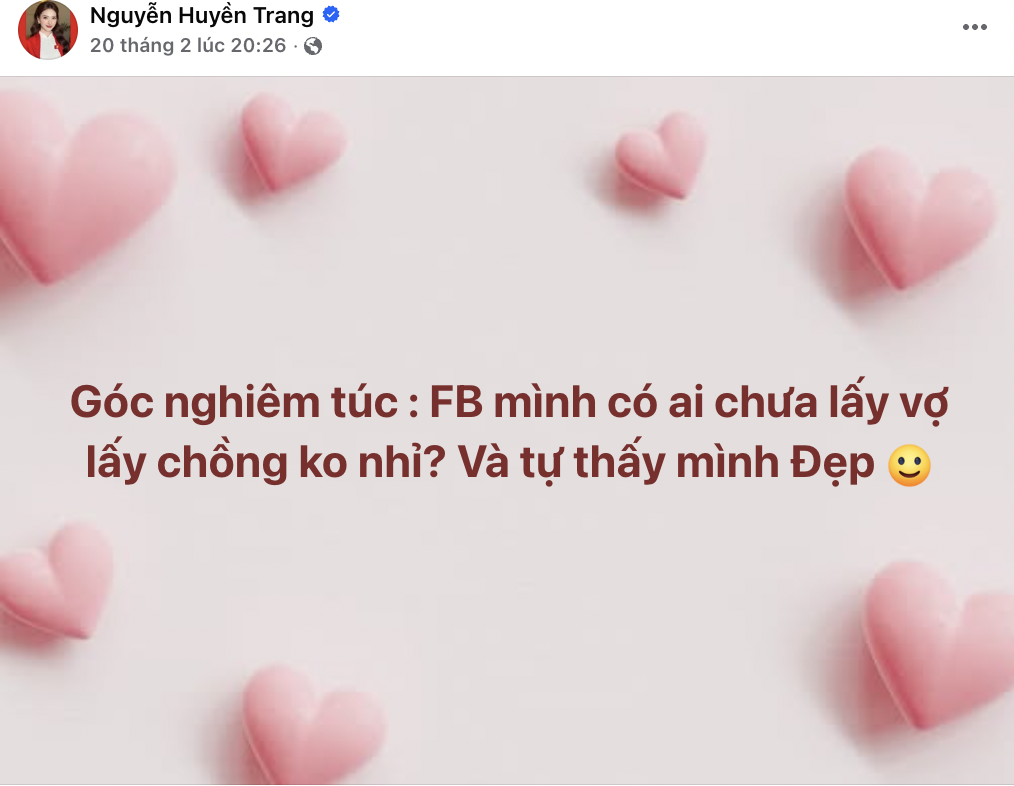 Status &ldquo;bất ổn&rdquo; của MC Huyền Trang M&ugrave; Tạt ngay trước ng&agrave;y ăn hỏi với tuyển thủ Việt Nam Phạm Đức Huy? - Ảnh 1.