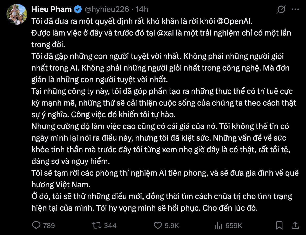 Kỹ sư Việt từ bỏ OpenAI cảnh b&aacute;o về AI vượt khỏi con người trong năm 2026 - Ảnh 2.