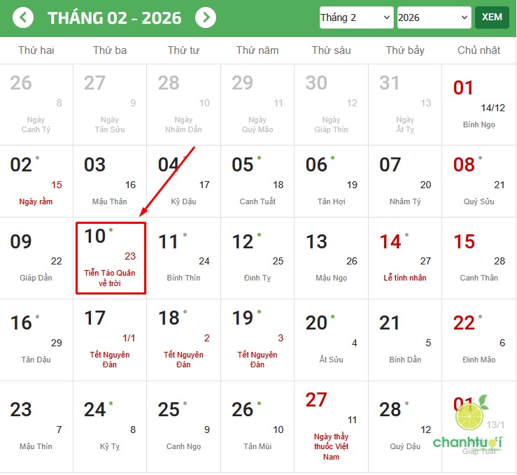 Khung giờ đẹp nhất để c&uacute;ng &ocirc;ng C&ocirc;ng &ocirc;ng T&aacute;o năm 2026- Ảnh 1.