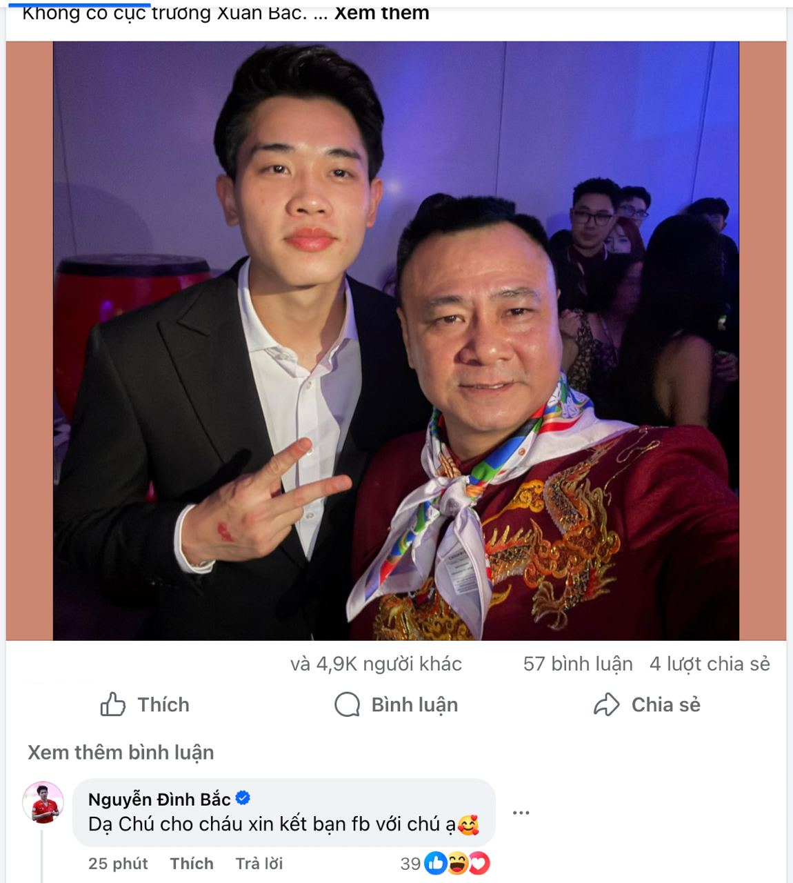 Đình Bắc làm gì mà khiến dân mạng rần rần dưới bài đăng của NSND Tự Long sau WeChoice 2025? - Ảnh 2.