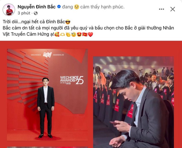 Đình Bắc đang cảm thấy hạnh phúc tại WeChoice Awards 2025 - Ảnh 1.