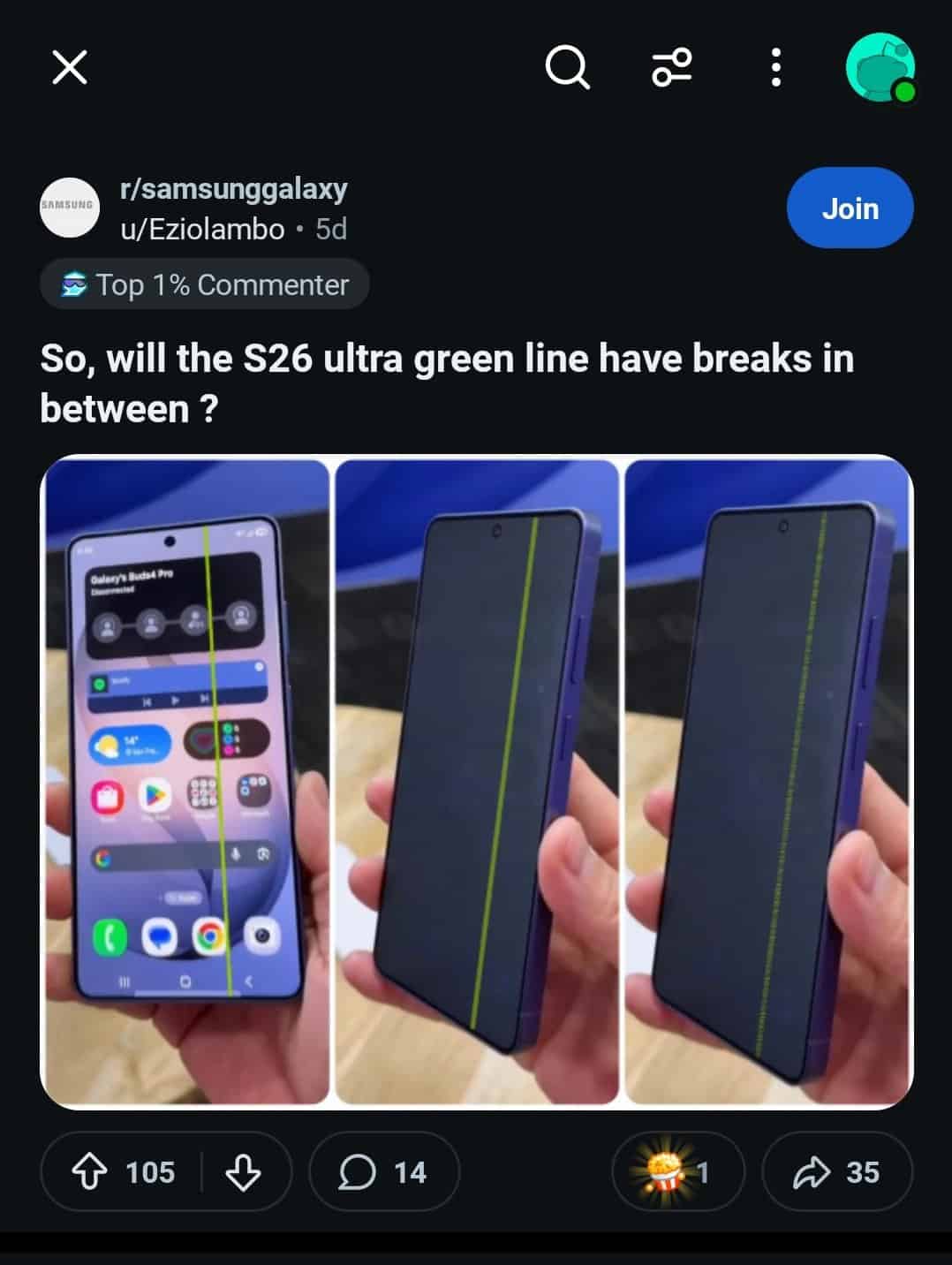 Galaxy S26 Ultra gặp lỗi sọc màn hình? sự thật về hình ảnh lan truyền trên mạng - Ảnh 1.