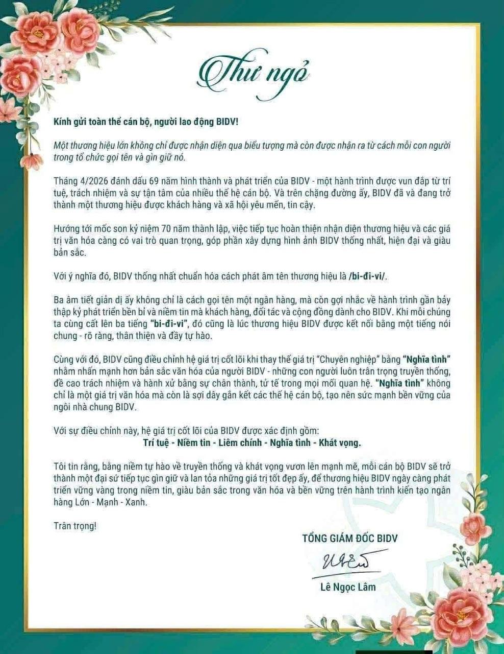 Ngân hàng BIDV thay đổi cách đọc tên - Ảnh 1.