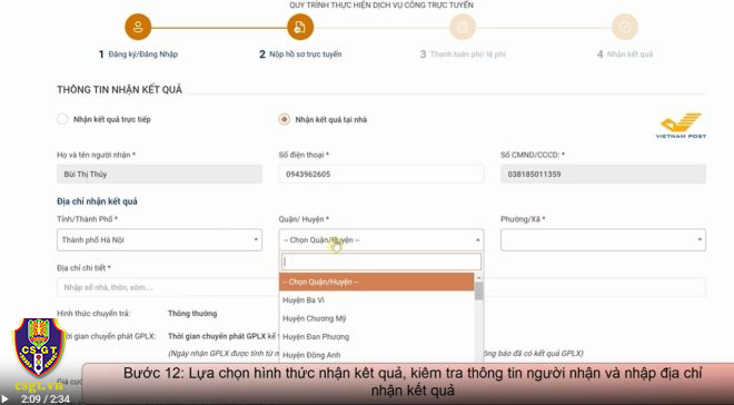 Hướng dẫn các bước CẤP ĐỔI GIẤY PHÉP LÁI XE TRỰC TUYẾN- Ảnh 12. Hướng dẫn các bước CẤP ĐỔI GIẤY PHÉP LÁI XE TRỰC TUYẾN- Ảnh 12.