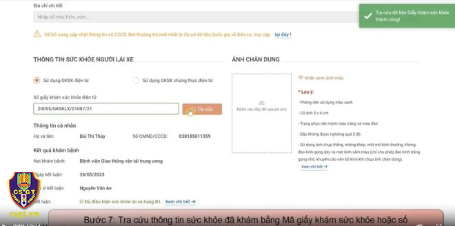 Hướng dẫn các bước CẤP ĐỔI GIẤY PHÉP LÁI XE TRỰC TUYẾN- Ảnh 7. Hướng dẫn các bước CẤP ĐỔI GIẤY PHÉP LÁI XE TRỰC TUYẾN- Ảnh 7.