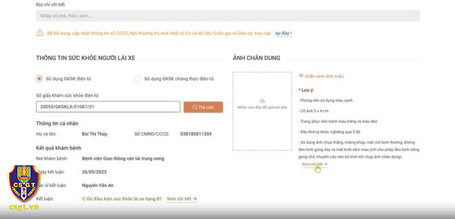 Hướng dẫn các bước CẤP ĐỔI GIẤY PHÉP LÁI XE TRỰC TUYẾN- Ảnh 8. Hướng dẫn các bước CẤP ĐỔI GIẤY PHÉP LÁI XE TRỰC TUYẾN- Ảnh 8.