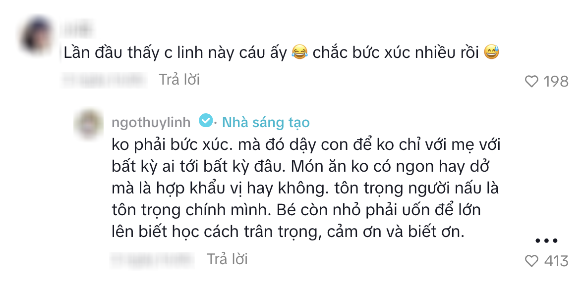 Khi con ch&ecirc; m&oacute;n mẹ nấu, ph&uacute; b&agrave; H&agrave; Th&agrave;nh nhắc ngay một điều khiến nhiều người suy ngẫm- Ảnh 8.