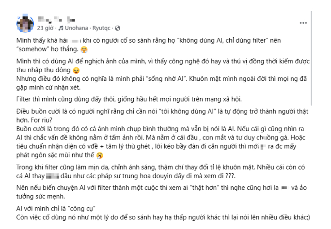 Bị ch&ecirc; d&ugrave;ng AI chỉnh ảnh qu&aacute; nhiều, hot girl l&ecirc;n tiếng phản b&aacute;c mạnh mẽ- Ảnh 2.