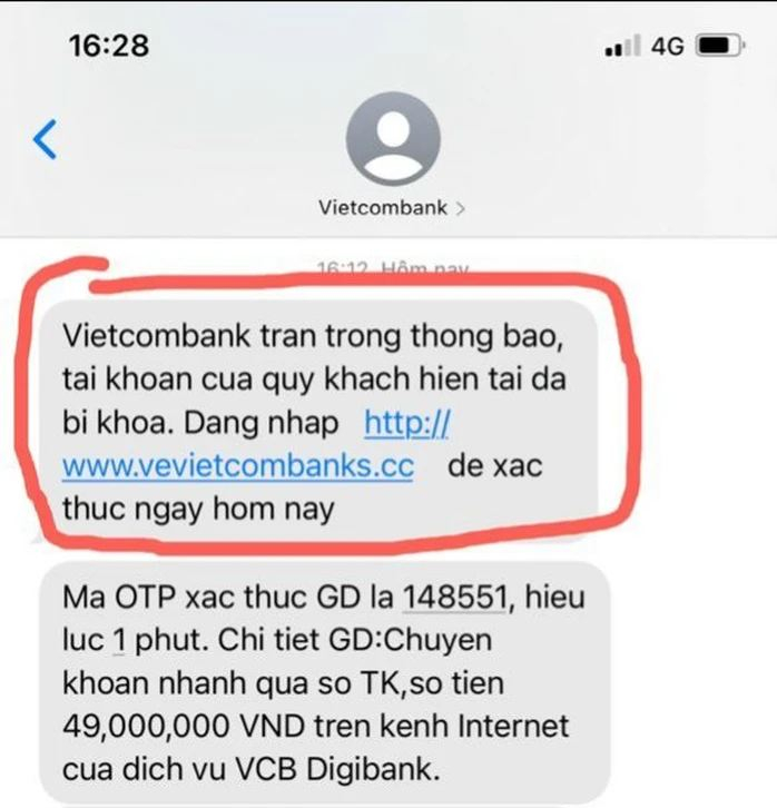 Lừa đảo qua tin nhắn mạo danh Vietcombank 2026 v&agrave; C&aacute;ch bảo vệ t&agrave;i khoản của bạn - Ảnh 1.
