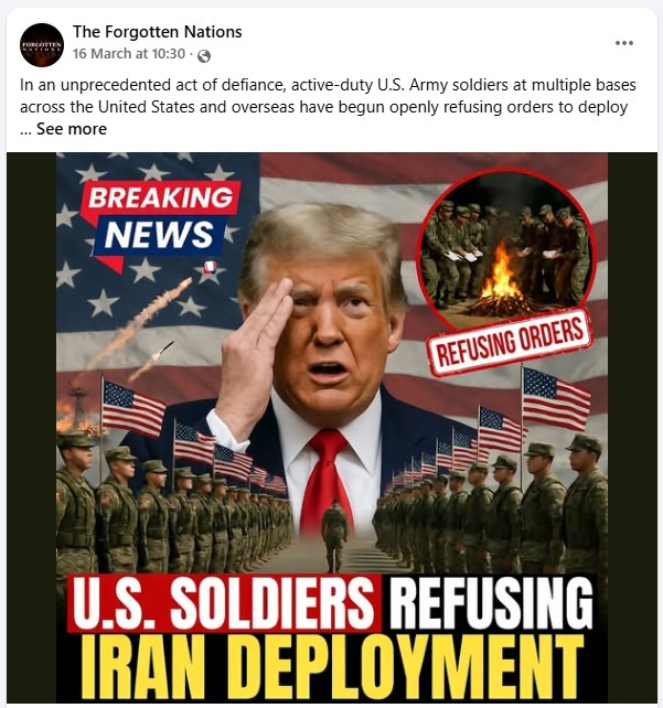 Sự thật về 18 triệu b&agrave;i đăng tin &ldquo;Binh sĩ Mỹ nổi loạn, c&ocirc;ng khai chống lệnh triển khai qu&acirc;n tới Iran&ldquo; - Ảnh 1.