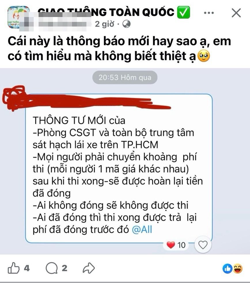 Cục CSGT th&ocirc;ng b&aacute;o n&oacute;ng về lệ ph&iacute; thi bằng l&aacute;i xe tr&ecirc;n cả nước - Ảnh 1.