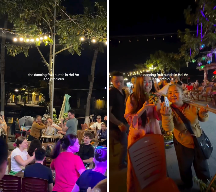 Kh&aacute;ch T&acirc;y kh&ocirc;ng ngại h&igrave;nh tượng, thay nhau gi&uacute;p đỡ người b&aacute;n h&agrave;ng rong tại Hội An - Ảnh 2.