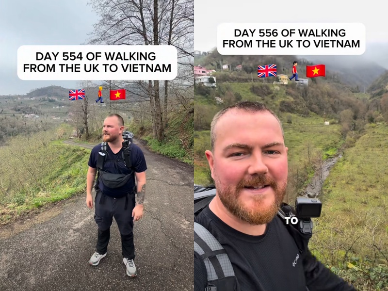 Kh&aacute;ch T&acirc;y đi bộ xuy&ecirc;n lục địa nổi tiếng thế giới, giữa đường bất ngờ book v&eacute; m&aacute;y bay đến Việt Nam: L&yacute; do cảm động- Ảnh 1.