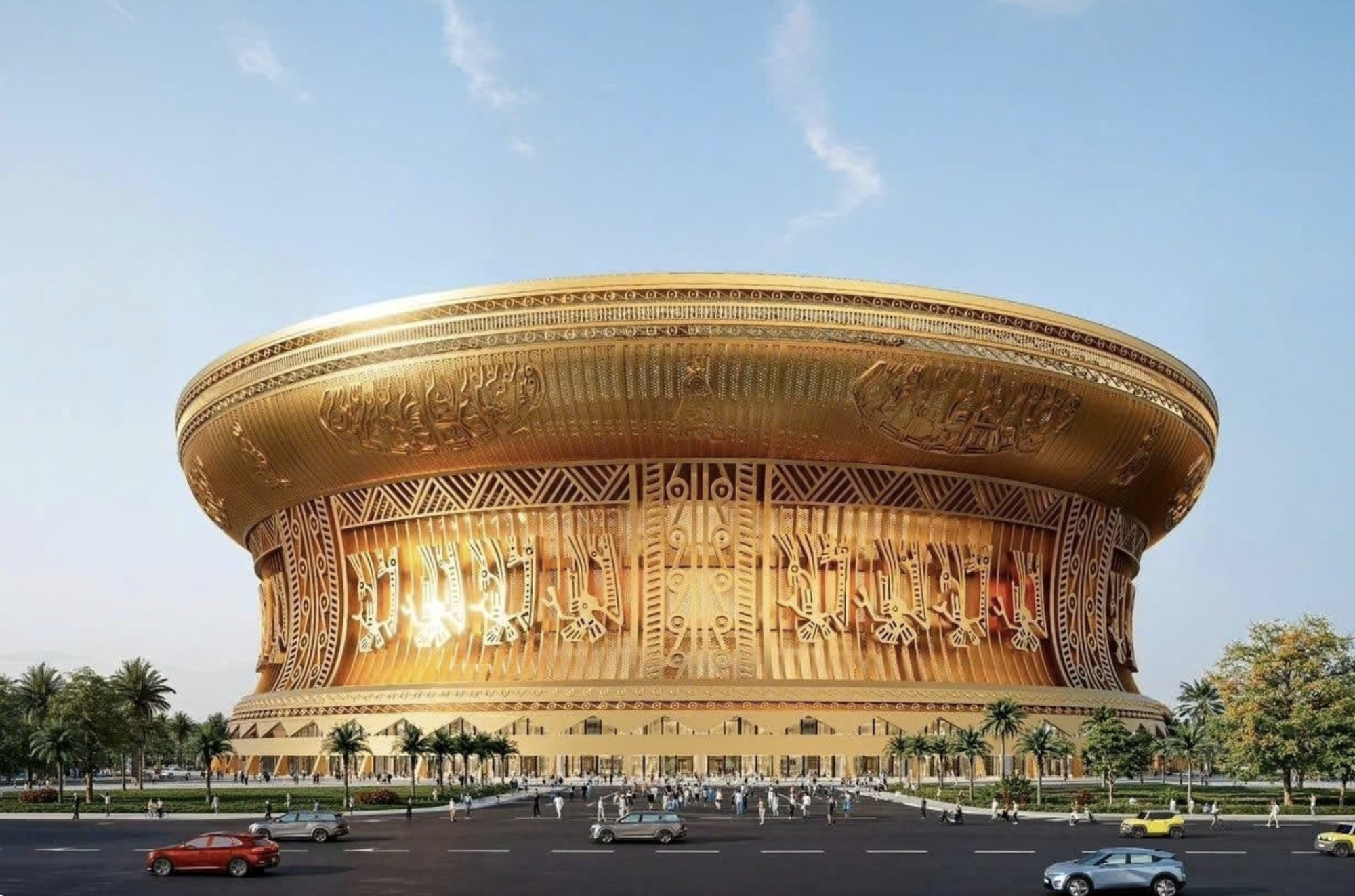 Đại công trường xây sân vận động lớn nhất thế giới: Ô tô nối đuôi nhau như đàn kiến, cần cẩu phủ kín đường chân trời - Ảnh 11.