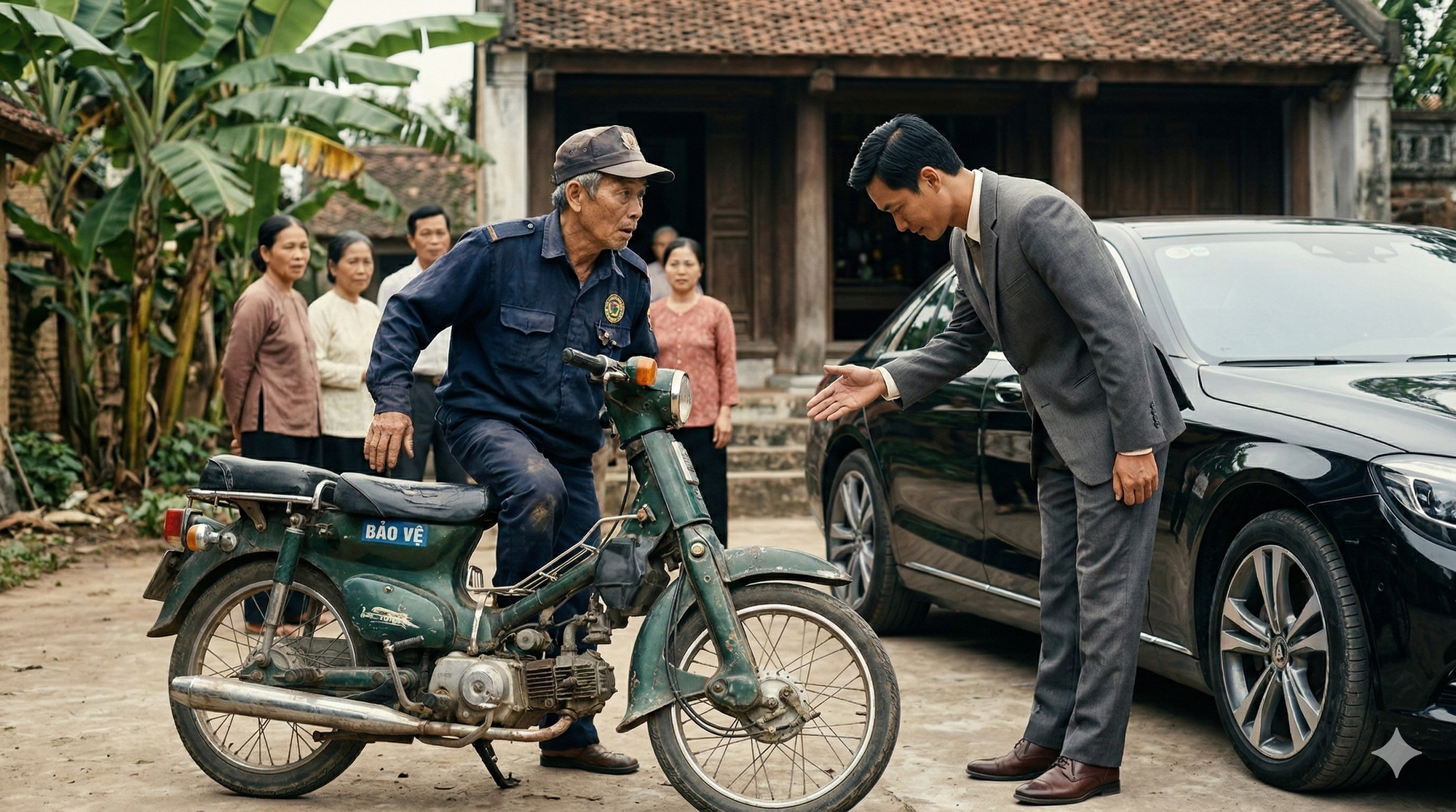 Bố vợ l&agrave;m bảo vệ, ng&agrave;y họp mặt 2 b&ecirc;n, &ocirc;ng l&aacute;i chiếc xe cũ n&aacute;t nhưng Tổng gi&aacute;m đốc phải đứng dậy c&uacute;i ch&agrave;o - Ảnh 1.