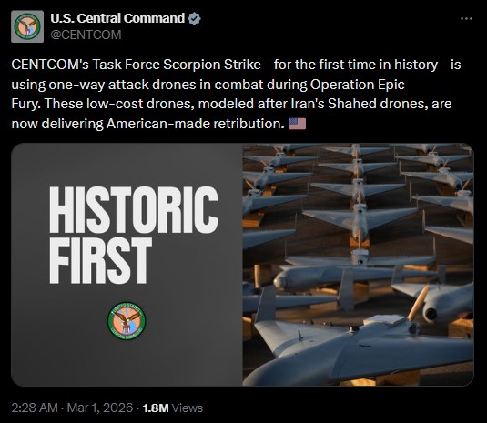 Mỹ sử dụng m&aacute;y bay kh&ocirc;ng người l&aacute;i LUCAS trong cuộc chiến chống Iran v&agrave; Trung Quốc 2026 - Ảnh 1.