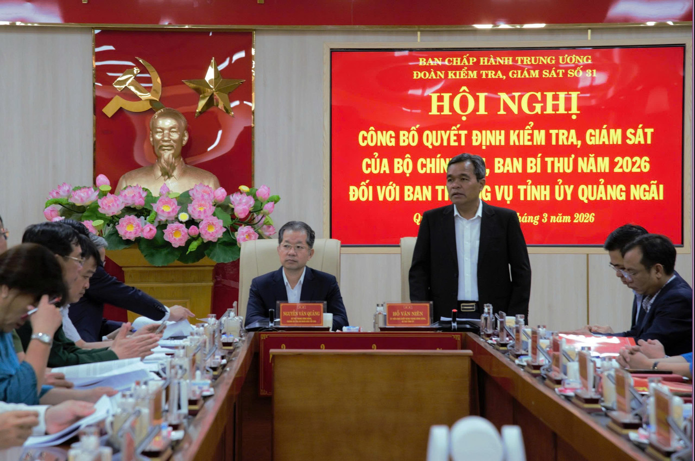 Kiểm tra gi&aacute;m s&aacute;t tỉnh ủy Quảng Ng&atilde;i năm 2026: Đảm bảo thực hiện thắng lợi mục ti&ecirc;u - Ảnh 3.