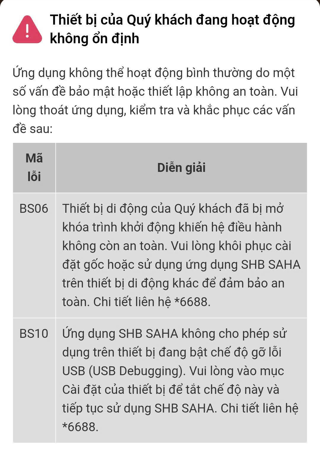 Nhiều người t&aacute; hỏa v&igrave; ứng dụng ng&acirc;n h&agrave;ng bị kh&oacute;a Do rủi ro bảo mật - Ảnh 2.
