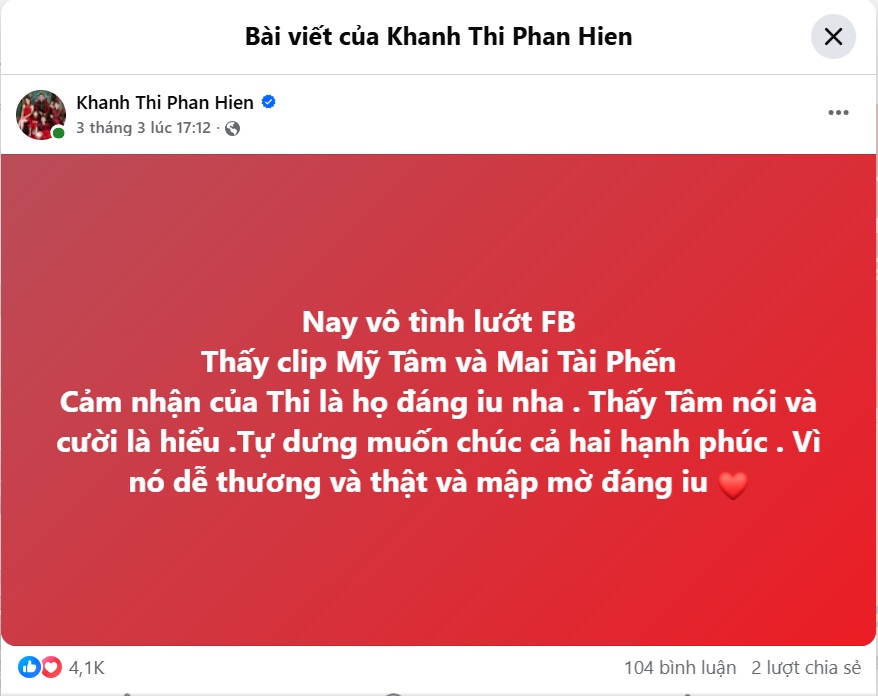 Kh&aacute;nh Thi ngưỡng mộ Mỹ T&acirc;m v&agrave; Mai T&agrave;i Phến: "Thật dễ thương, mập mờ đ&aacute;ng y&ecirc;u" - Ảnh 2.