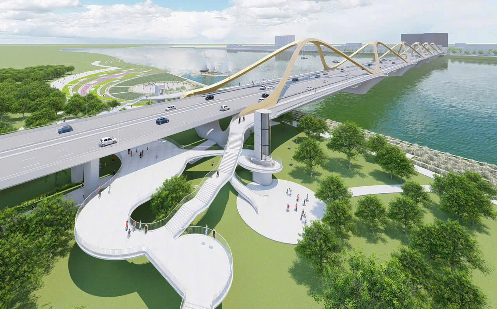 To&agrave;n cảnh c&ocirc;ng trường x&acirc;y cầu hơn 16.000 tỷ của Sun Group ở H&agrave; Nội: M&aacute;y m&oacute;c phủ k&iacute;n mặt s&ocirc;ng, phấn đấu ho&agrave;n th&agrave;nh nhanh nhất Việt Nam - Ảnh 6.