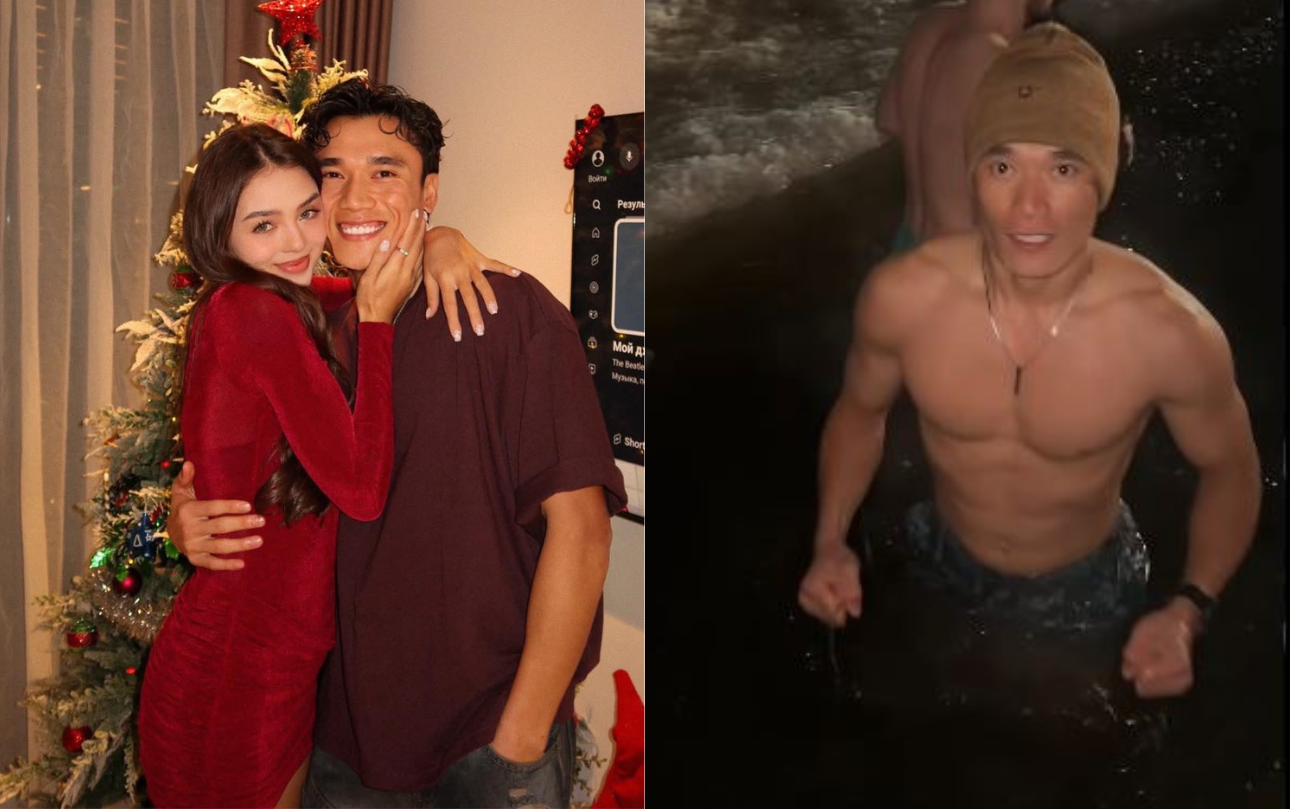 Thót tim cảnh Bùi Tiến Dũng cởi trần lộ body 6 múi nhảy xuống sông băng giữa cái lạnh -6 độ C- Ảnh 1.