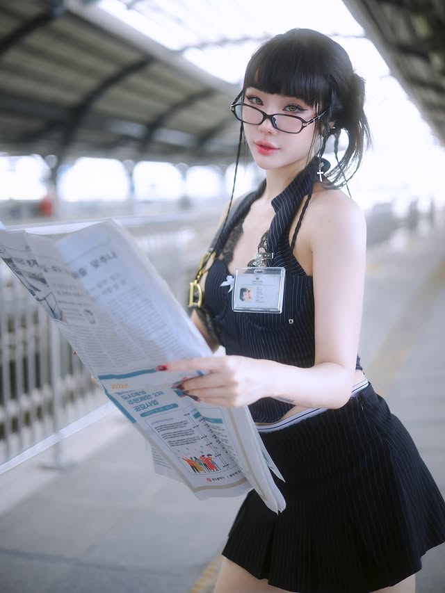 Chụp ảnh tr&ecirc;n t&agrave;u điện, hot girl bất ngờ viral nhờ phong c&aacute;ch giống hệt nh&acirc;n vật game- Ảnh 2.