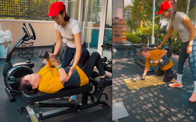 Nữ nghệ sĩ Việt đ&igrave;nh đ&aacute;m một thời "&eacute;p" mẹ chồng tập thể thao, n&acirc;ng tạ ở tuổi 81 - Ảnh 1.