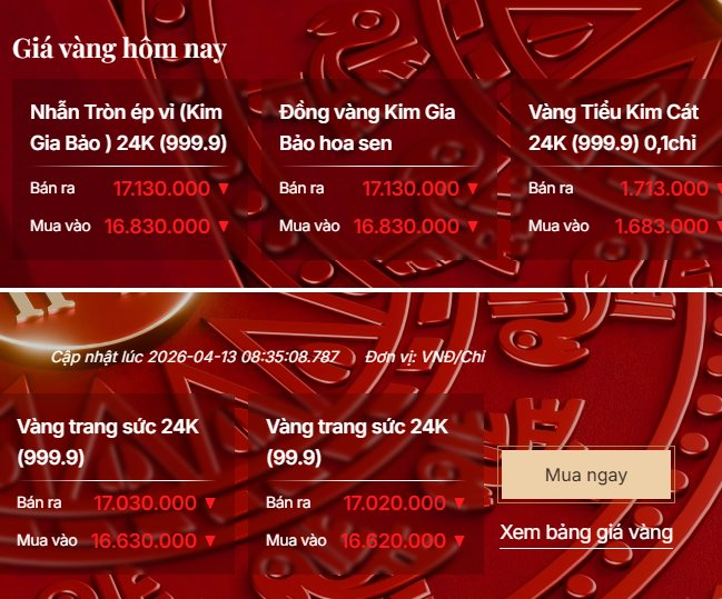 Vàng giảm giá, SJC về 168,5 triệu đồng/lượng mua vào - Ảnh 2.