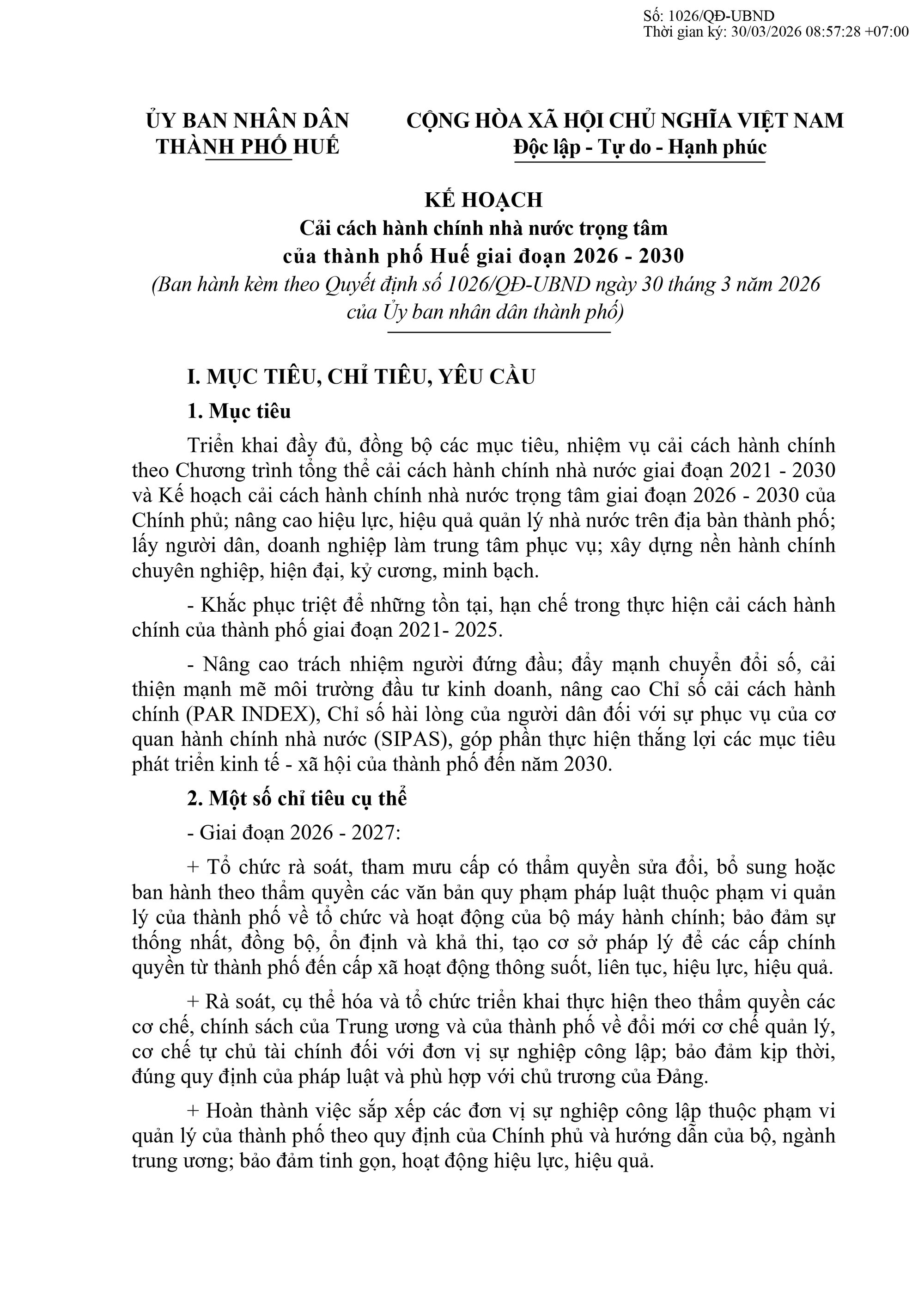Cải c&aacute;ch h&agrave;nh ch&iacute;nh tại TP Huế giai đoạn 2026 - 2030: Tinh gọn bộ m&aacute;y v&agrave; trọng dụng nh&acirc;n t&agrave;i - Ảnh 1.