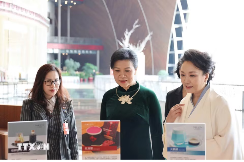 Phu nh&acirc;n Ng&ocirc; Phương Ly gặp gỡ Gi&aacute;o sư B&agrave;nh Lệ Vi&ecirc;n tại Nh&agrave; h&aacute;t lớn Trung Quốc - Ảnh 4.