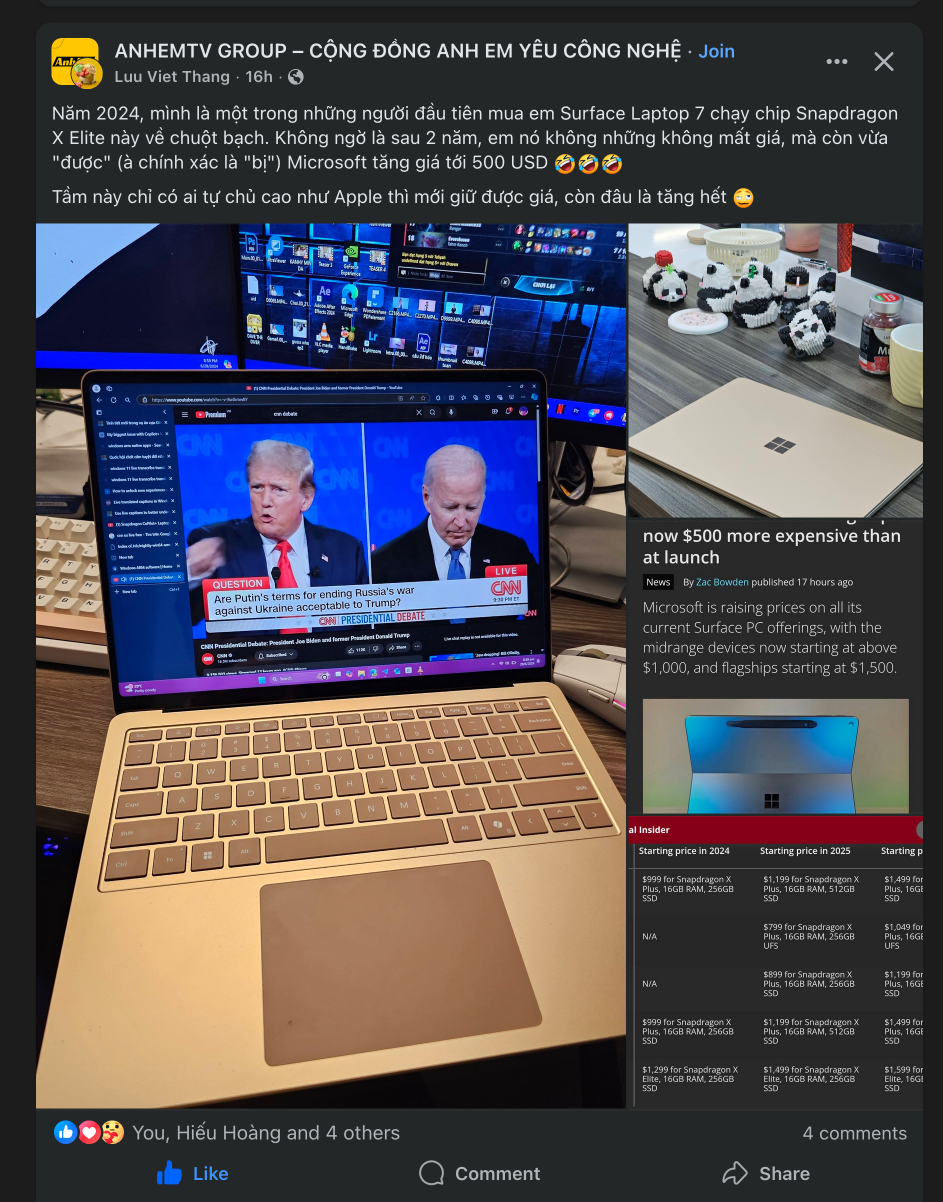 Surface Laptop tăng gi&aacute; 13 triệu đồng Sau 2 năm sử dụng khiến người Việt bất ngờ - Ảnh 1.