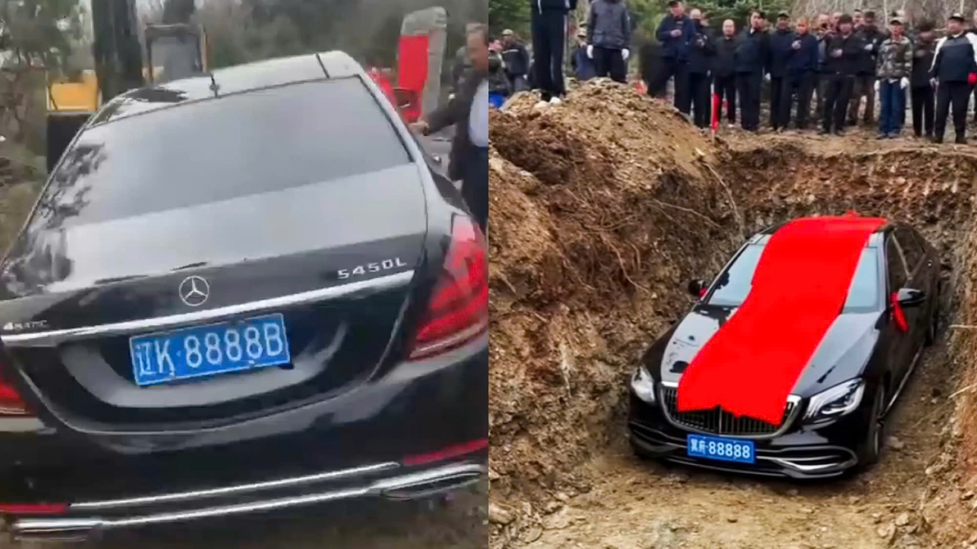 Ch&ocirc;n xe Mercedes biển số 8888 c&ugrave;ng người qu&aacute; cố: H&agrave;nh động g&acirc;y tranh c&atilde;i ở Trung Quốc - Ảnh 1.